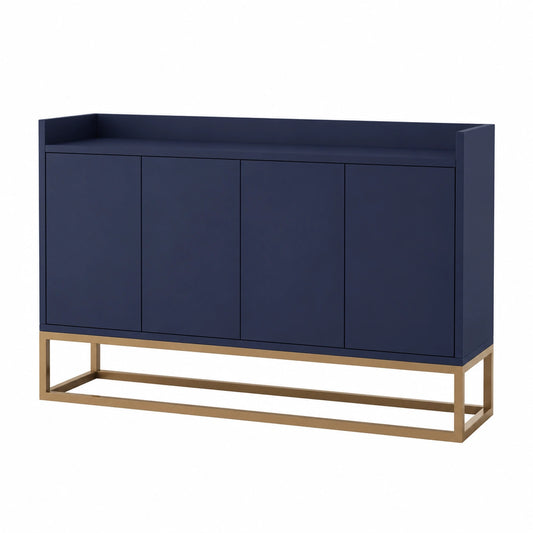 Modernes Merax Sideboard: 4-türiger griffloser Schrank für Esszimmer, Wohnzimmer & Küche in Marineblau, 120 × 30 × 80 cm