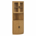 BonVache Eckschrank aus MDF mit Glastüren, Wellendesign, 165x56x41,5 cm, ideal für Esszimmer, Wohnzimmer und Büro