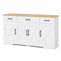 SUKY Elegantes weißes Sideboard aus Holz, vielseitiger Schrank für Wohnzimmer und Esszimmer, 160x37x75 cm