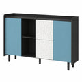 Modernes Sideboard Schwarz-Blau mit Schubladen und Fächern, Holzwerkstoff, für Diele und Flur