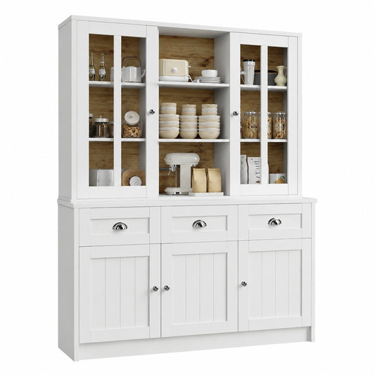 Moderner Hochschrank Weiß 140x38.5x175 cm, Wohnzimmer & Küche, Mit Schubladen
