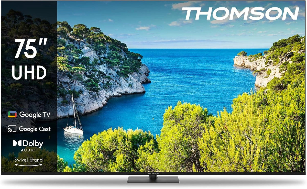 Telewizor THOMSON, 75 cali, Wi-Fi, kolor niebieski