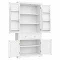 VASAGLE Hochschrank für Küche und Esszimmer, weiß, 40x76x182,1 cm, verstellbare Regale