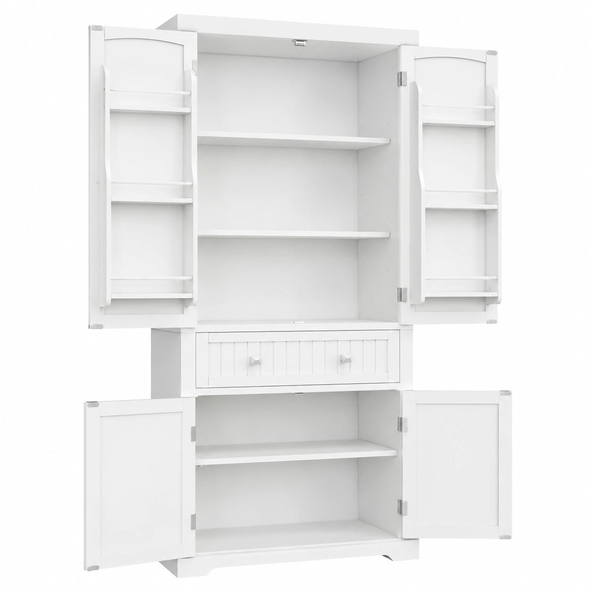 VASAGLE Hochschrank für Küche und Esszimmer, weiß, 40x76x182,1 cm, verstellbare Regale