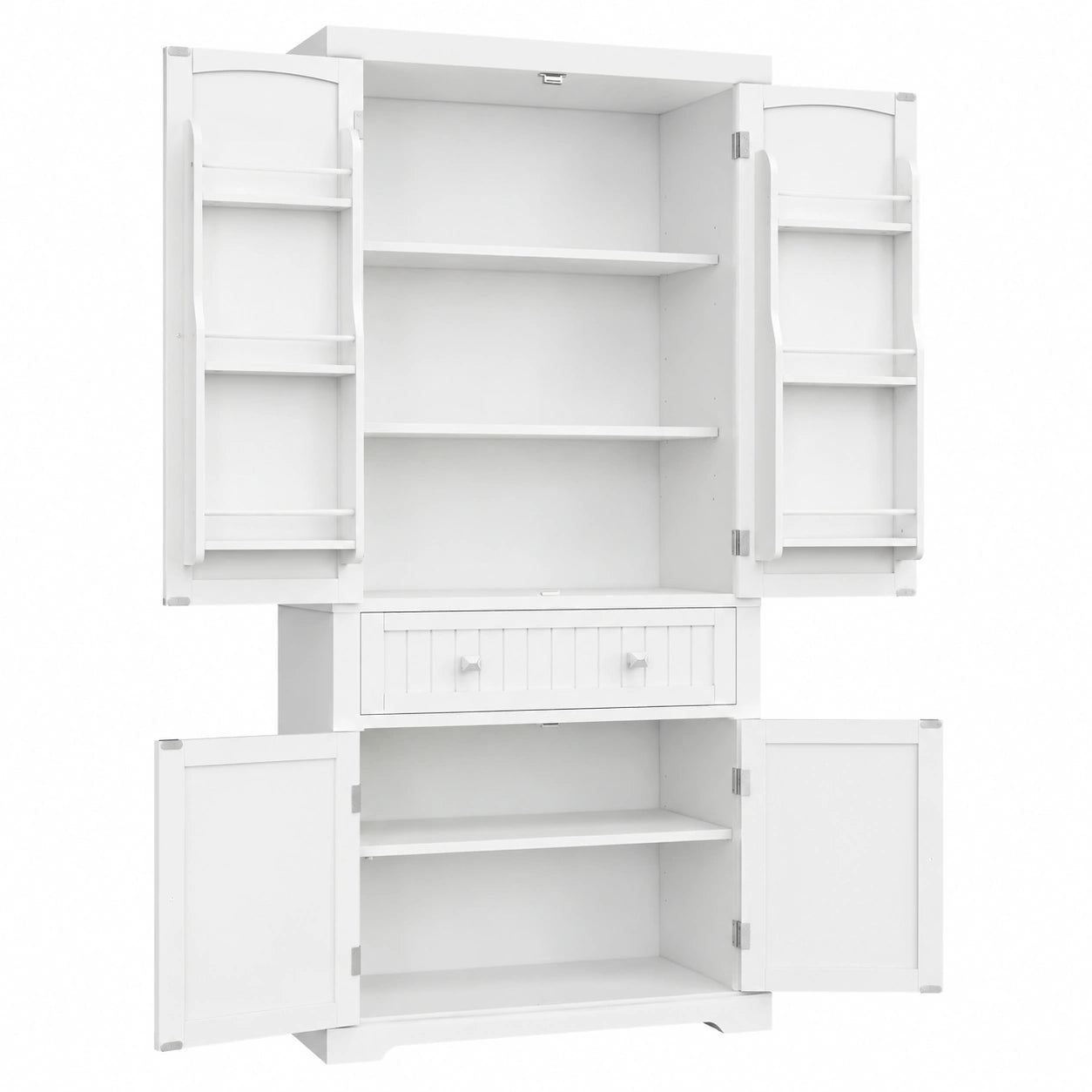 VASAGLE Hochschrank für Küche und Esszimmer, weiß, 40x76x182,1 cm, verstellbare Regale