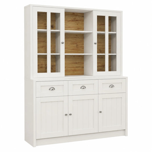 Moderner Merax Küchenschrank mit Schubladen und Arbeitsplatte, Weiß, 140x38.5x175cm