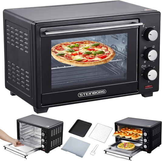 Piec do pizzy Steinborg, 1600 W, 25 l, programator czasowy, kolor czarny