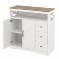 Moderner BRILVERDE Anrichte mit 4 Schubladen und 2 Türen in Holzoptik für Küche und Esszimmer, Weiß, 100x105x40 cm