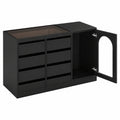 Modernes Sideboard mit LED, Schwarz, für Schlafzimmer & Wohnzimmer, 6 Schubladen