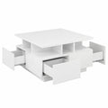 LED Couchtisch mit App-Steuerung und Stauraum, Hochglanz Weiß, 70x70x40 cm