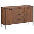 Elegantes Sideboard aus dunklem Holz mit schwarzen Akzenten - Tifton