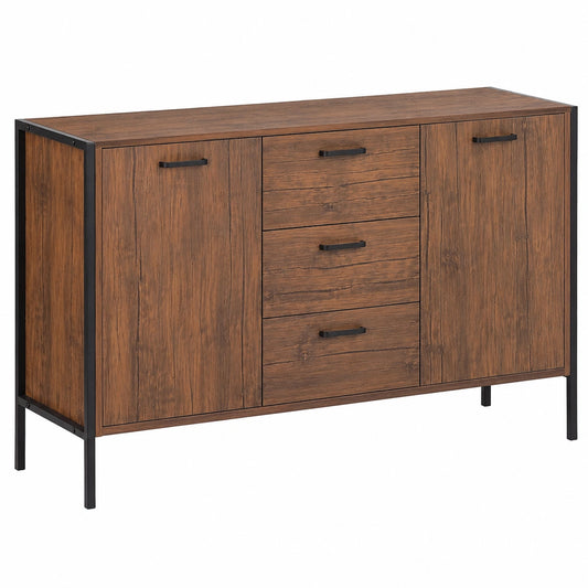 Elegantes Sideboard aus dunklem Holz mit schwarzen Akzenten - Tifton