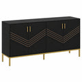 Modernes Sideboard mit 4 Türen und verstellbaren Regalen, Metallsockel, Ideal für Wohnzimmer, Esszimmer und Flur, Schwarz