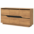 Moderner Sideboard 140x40x70cm, vielseitiger Schrank mit 3 Türen und verstellbaren Regalen in Holzoptik und Schwarz